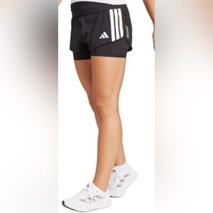 Adidas Girls' 3-Stripes Mesh Pacer Running Shorts-Two-in-One Shorts